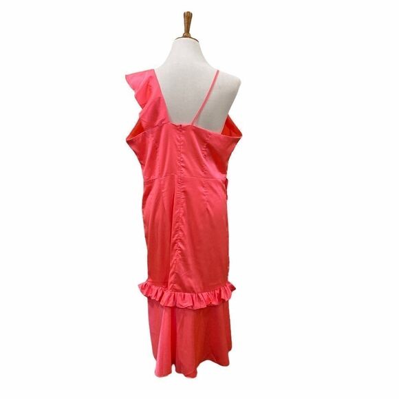 NWT Anthropologie Vone ruffle pink Yuli midi Dress, L - Picture 7 of 15
